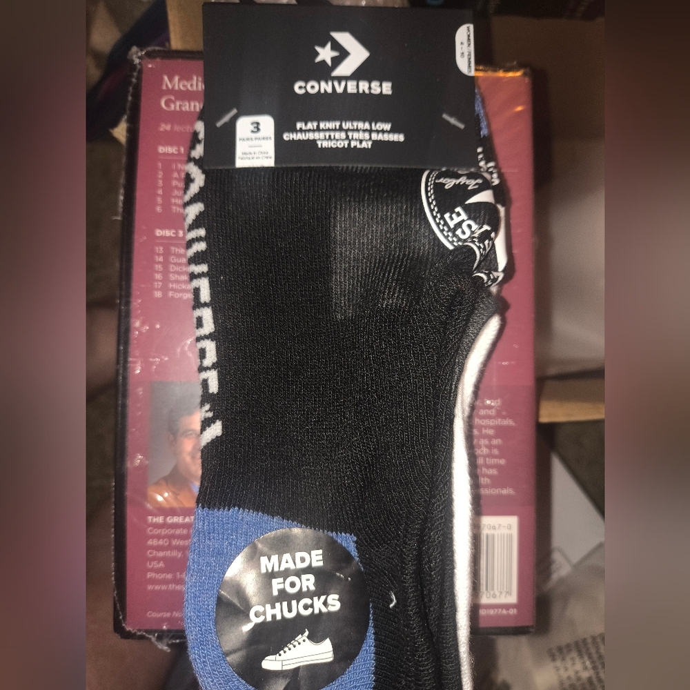 Converse Men's Black and Blue Athletic Socks